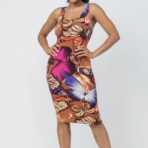 Love J butterfly print bodycon dress size 2X.